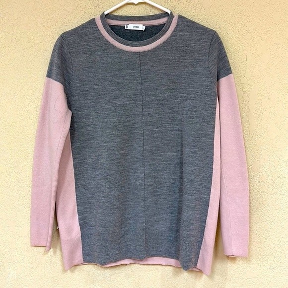 Vince Sweaters - Vince womans color block wool sweater pink & grey size small